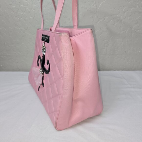 My Flat in London Brighton Ballerina Monkey Rhinestone Crown Pink Quilted Bag - Picture 3 of 16
